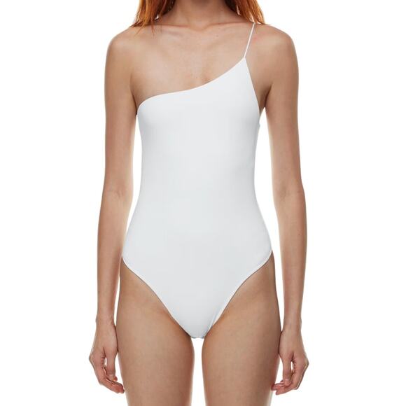 Babaton Contour White One-Shoulder Cami Spaghetti Strap Bodysuit size S NEW Tags - Picture 1 of 9